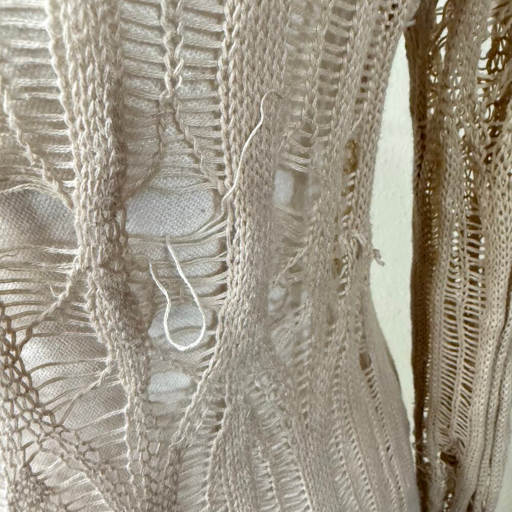 Y2k Open Knit Fringe Cardigan Sweater Fairy Grunge Gloomy Coquette Goblincore S - Picture 8 of 8